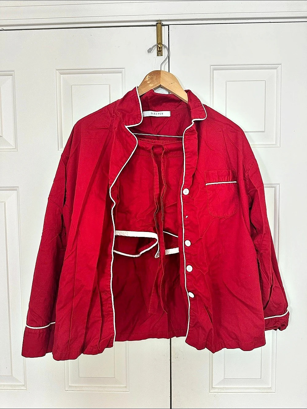 Sleeper Red Piped Pajama Set Like New